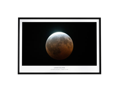 Lunar Eclipse Landscape Poster | NASA Astronomy Print Southern Louisiana Wall Art — framed wall art, 24x36 in
