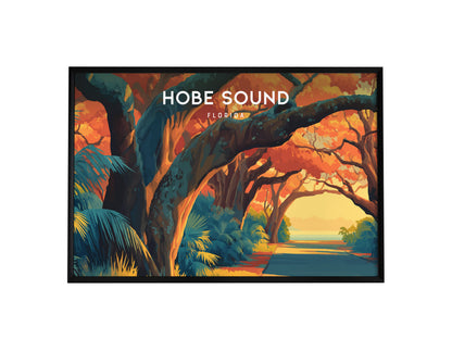 Hobe Sound, Florida Poster | Landscape Beach House Decor Sunshine State Print Wall Art — framed wall art, 24x36 in
