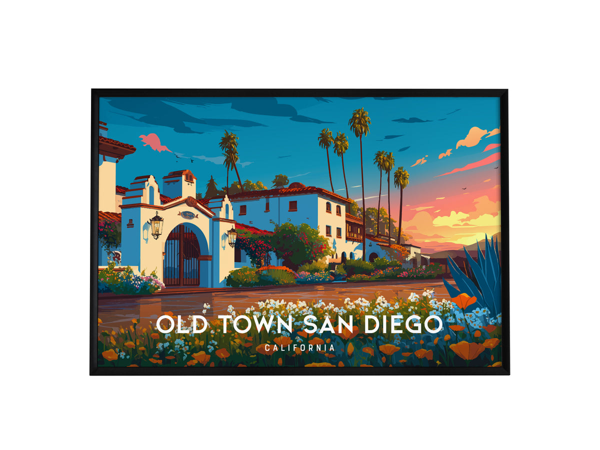 Old Town San Diego Landscape Poster | California Vacation Wall Art — framed wall art, 24x36 in