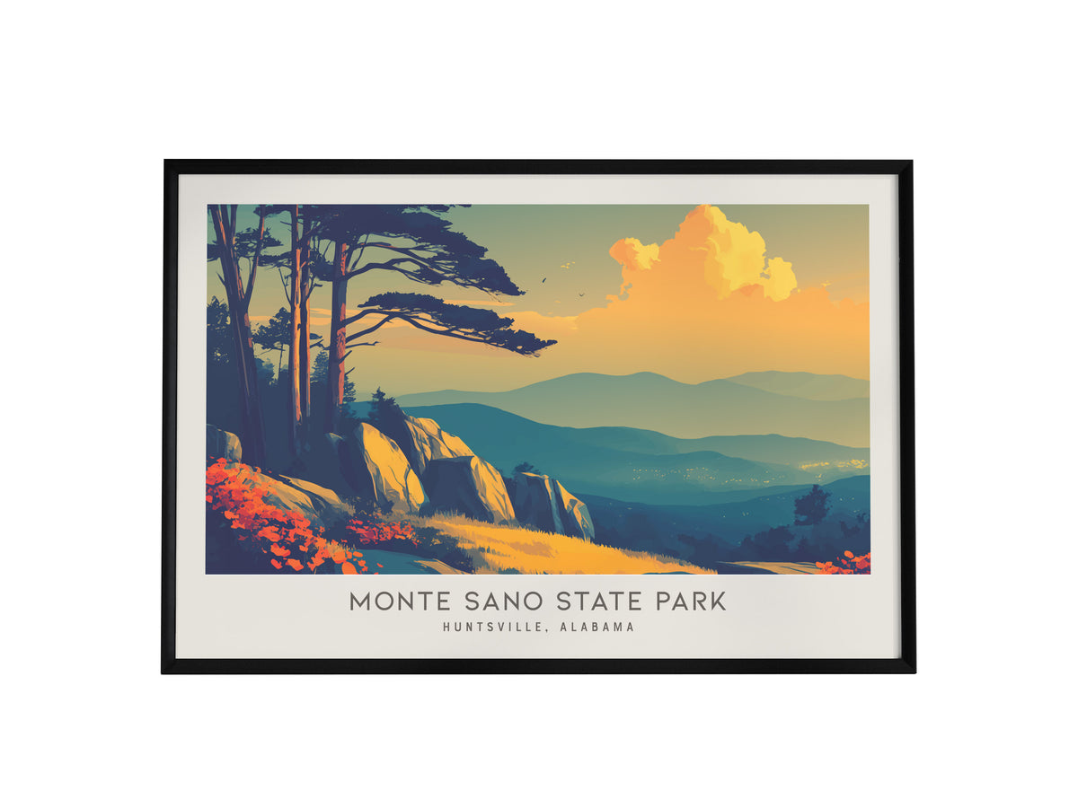 Monte Sano State Park Landscape Matte Border Poster | Huntsville, Alabama Vacation Wall Art — framed wall art, 24x36 in