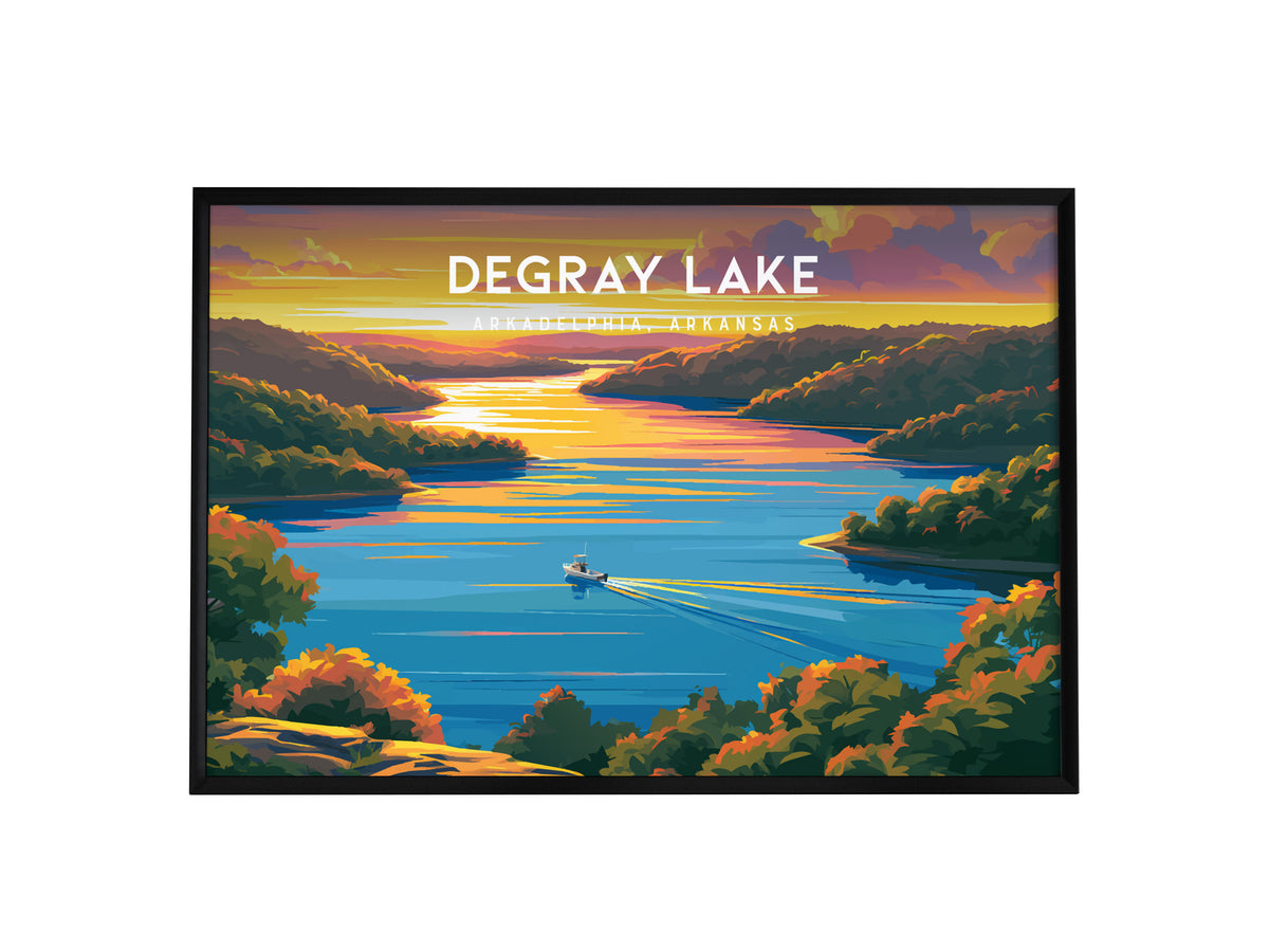 DeGray Lake Landscape Poster | Arkadelphia, Arkansas Vacation Wall Art — framed wall art, 24x36 in