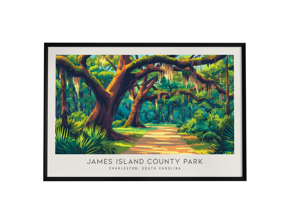 James Island County Park Landscape Matte Border Poster | Charleston, South Carolina Travel Wall Art — framed wall art, 24x36