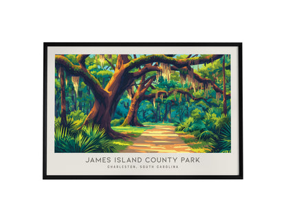 James Island County Park Landscape Matte Border Poster | Charleston, South Carolina Travel Wall Art — framed wall art, 24x36