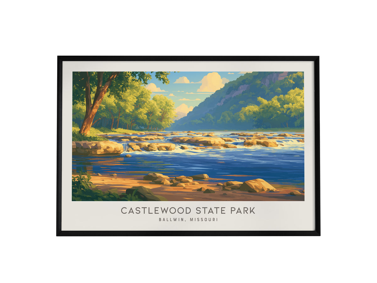 Castlewood State Park Landscape Matte Border Poster | Ballwin, Missouri Framed or Unframed Travel Gift — framed wall art, 24x
