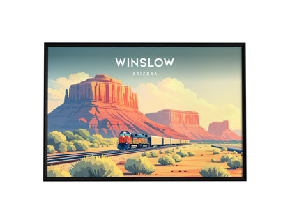 Winslow, Arizona Landscape Poster | Standin' on the Corner Travel Gift Wall Art — framed wall art, 24x36 in