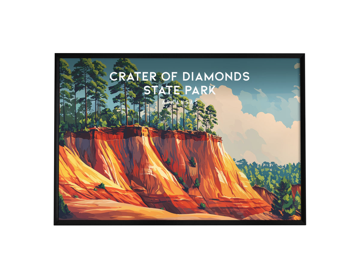 Crater of Diamonds State Park Landscape Poster | Arkansas Gem Hunting Travel Wall Art — framed wall art, 24x36 in