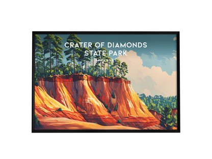 Crater of Diamonds State Park Landscape Poster | Arkansas Gem Hunting Travel Wall Art — framed wall art, 24x36 in