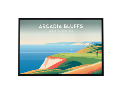 Arcadia Bluffs, Arcadia, Michigan Landscape Poster | Golf Course Print Country Club Decor Wall Art — framed wall art, 24x36 i