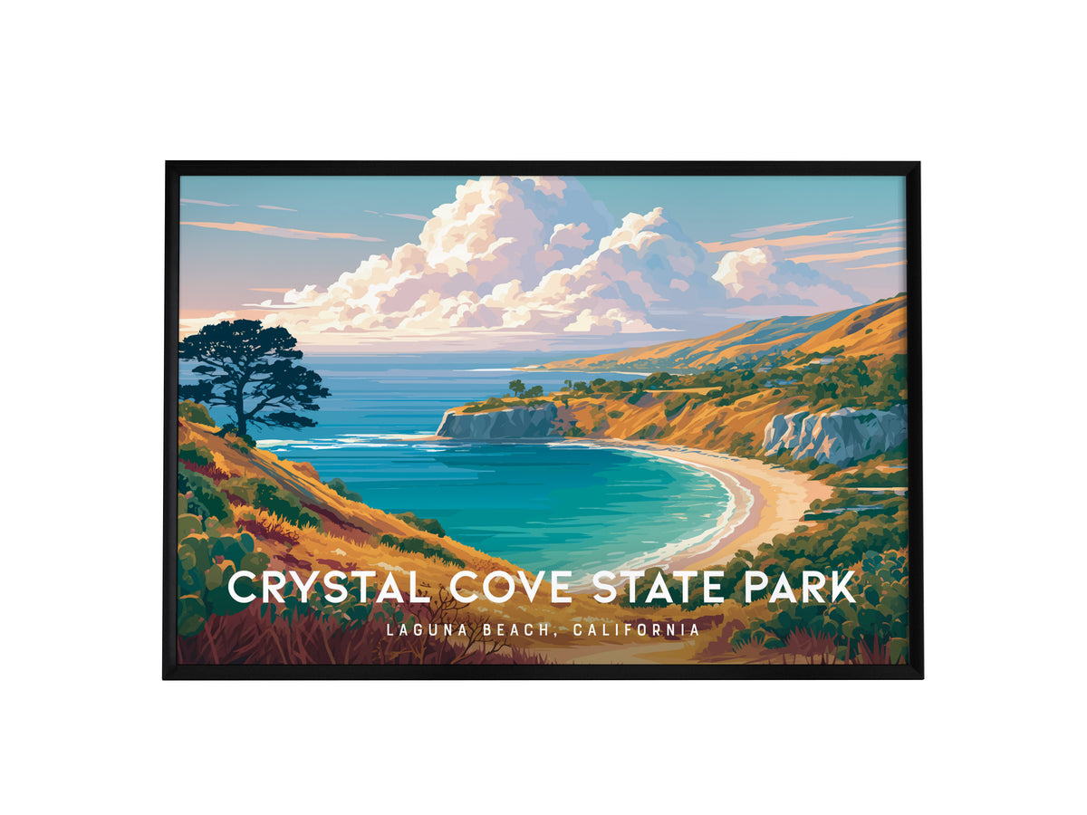 Crystal Cove State Park Landscape Poster | Destination Print Laguna Beach, California Wall Art — framed wall art, 24x36 in