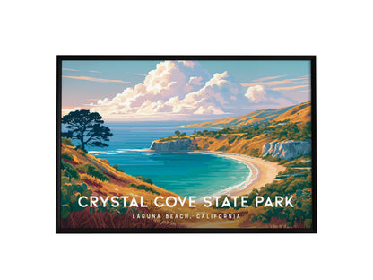 Crystal Cove State Park Landscape Poster | Destination Print Laguna Beach, California Wall Art — framed wall art, 24x36 in