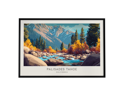 Palisades Tahoe Landscape Matte Border Poster | California Framed or Unframed Travel Wall Art — framed wall art, 24x36 in