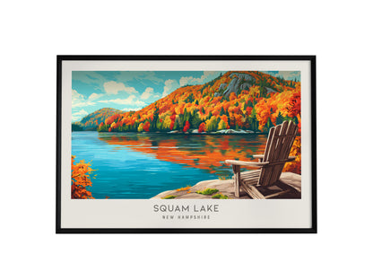 Squam Lake Landscape Matte Border Poster | New Hampshire Destination Print — framed wall art, 24x36 in