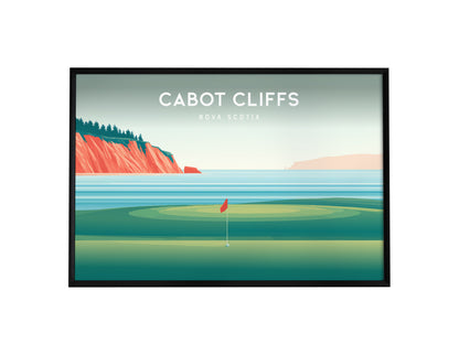Cabot Cliffs Landscape Poster | Nova Scotia Golf Course Print Framed or Unframed Wall Art — framed wall art, 24x36 in