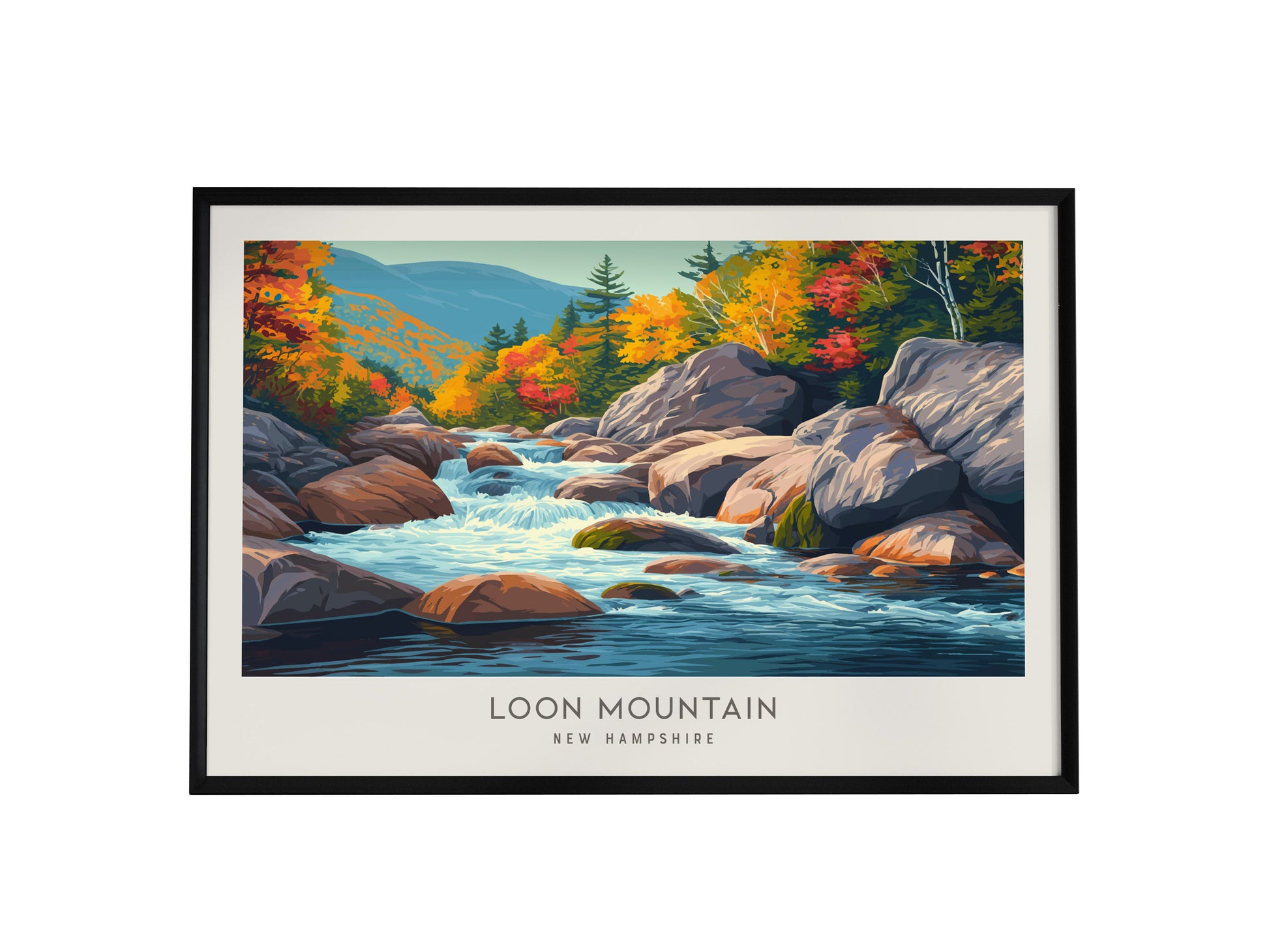 Loon Mountain Landscape Matte Border Poster | New Hampshire Vacation Wall Art — framed wall art, 24x36 in