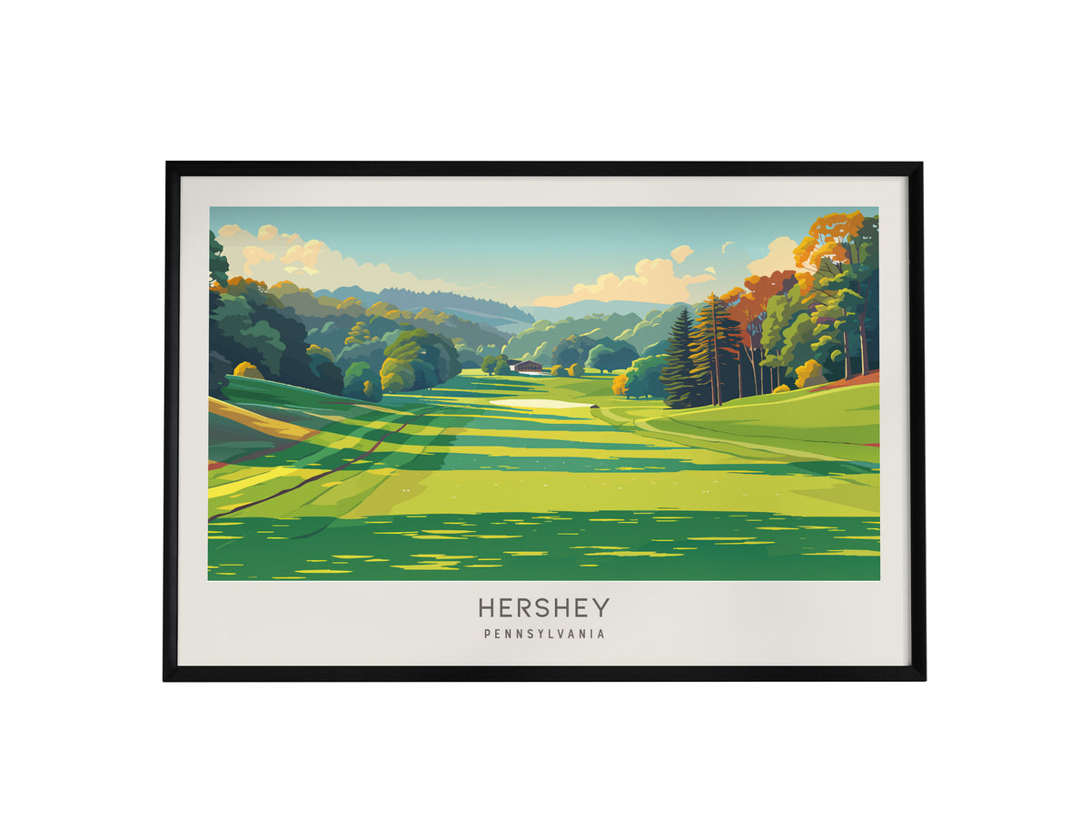 Hershey Landscape Matte Border Poster | Pennsylvania Framed or Unframed Travel Gift — framed wall art, 24x36 in