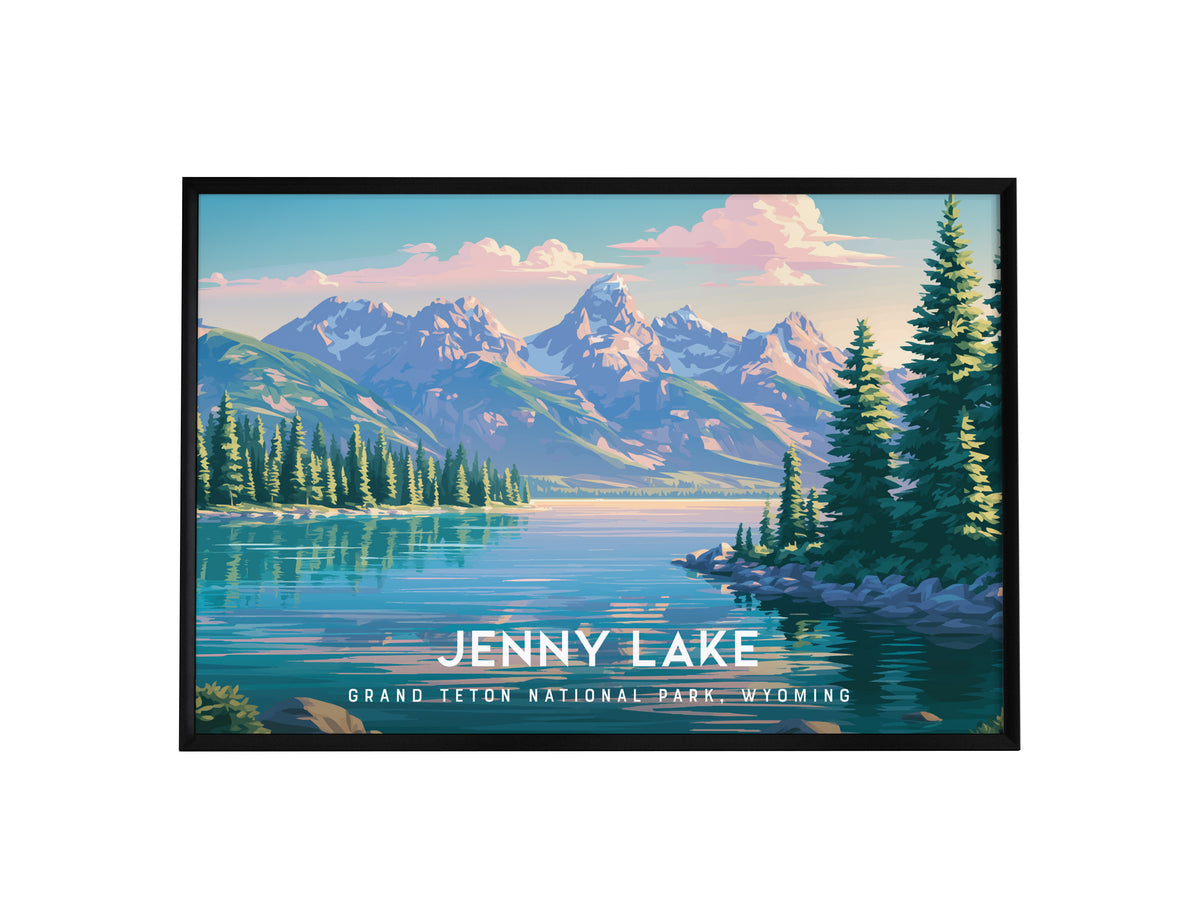 Jenny Lake Landscape Poster | Grand Teton National Park, Wyoming Framed or Unframed Travel Gift Wall Art — framed wall art, 2