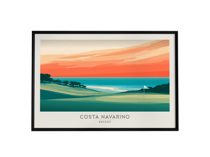 Costa Navarino Landscape Matte Border Poster | Greece Golf Wall Art & Framed or Unframed Links Decor — framed wall art, 24x36