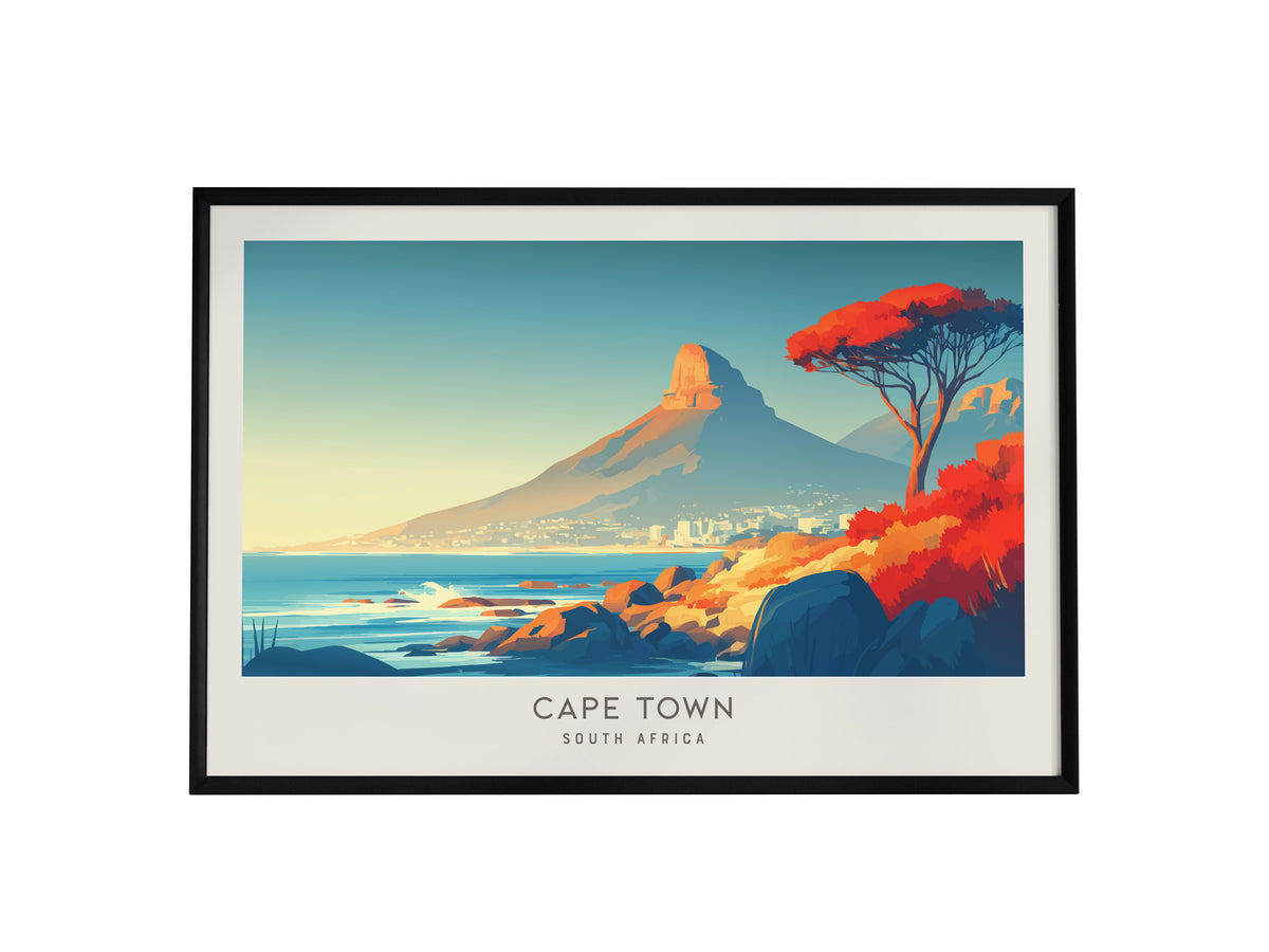 Cape Town Landscape Matte Border Poster | South Africa Vacation Wall Art — framed wall art, 24x36 in