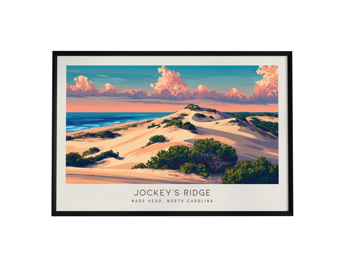 Jockey's Ridge Landscape Matte Border Poster | Nags Head, North Carolina Vacation Wall Art — framed wall art, 24x36 in