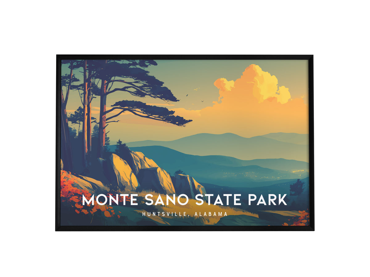 Monte Sano State Park Landscape Poster | Huntsville, Alabama Framed or Unframed Travel Gift Wall Art — framed wall art, 24x36