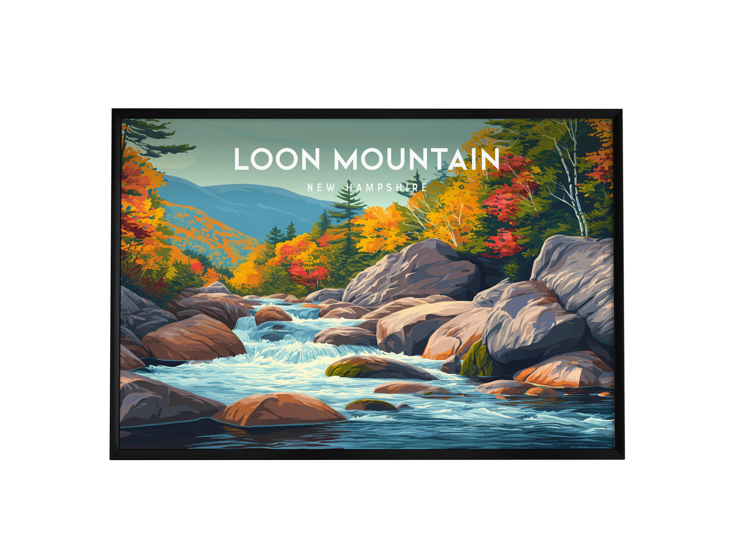 Loon Mountain Landscape Poster | New Hampshire Framed or Unframed Wall Art — framed wall art, 24x36 in