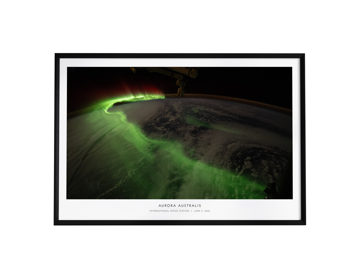 Aurora Australis Poster | NASA International Space Station Landscape Space Photography Wall Art — framed wall art, 24x36 in