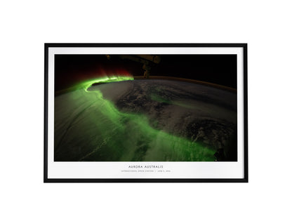 Aurora Australis Poster | NASA International Space Station Landscape Space Photography Wall Art — framed wall art, 24x36 in