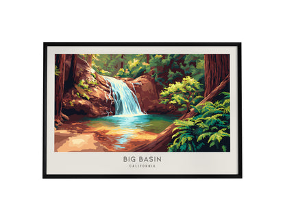 Big Basin Landscape Matte Border Poster | California Destination Print Framed or Unframed — framed wall art, 24x36 in