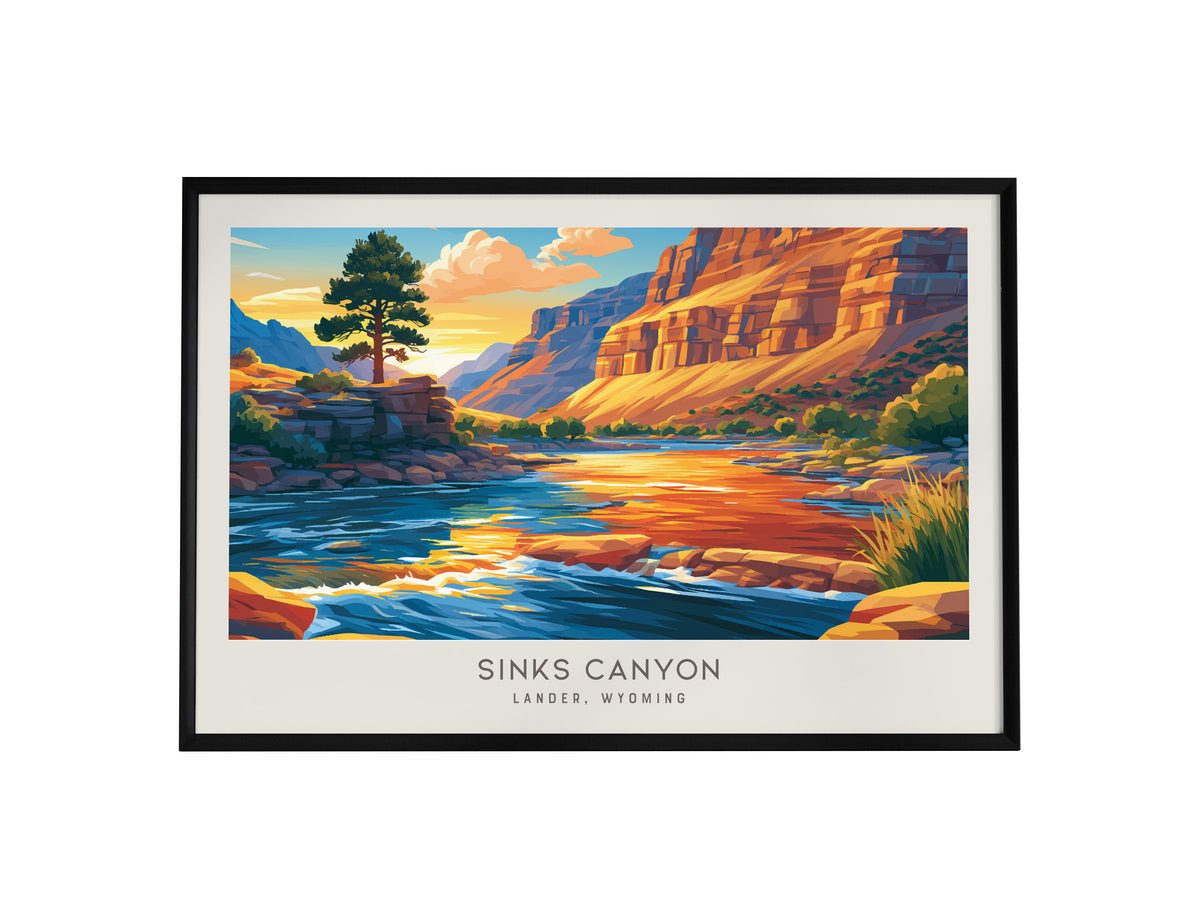 Sinks Canyon Landscape Matte Border Poster | Lander, Wyoming Framed or Unframed Destination Print — framed wall art, 24x36 in