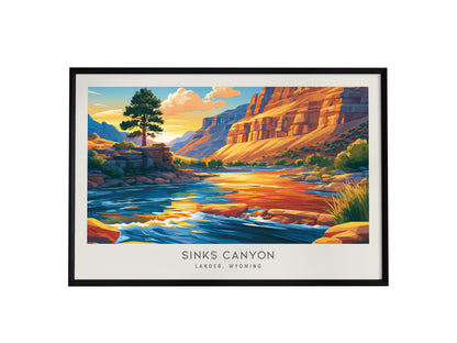 Sinks Canyon Landscape Matte Border Poster | Lander, Wyoming Framed or Unframed Destination Print — framed wall art, 24x36 in