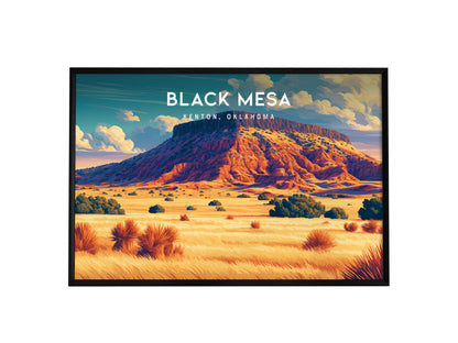 Black Mesa Landscape Poster | Kenton, Oklahoma Framed or Unframed Travel Wall Art — framed wall art, 24x36 in