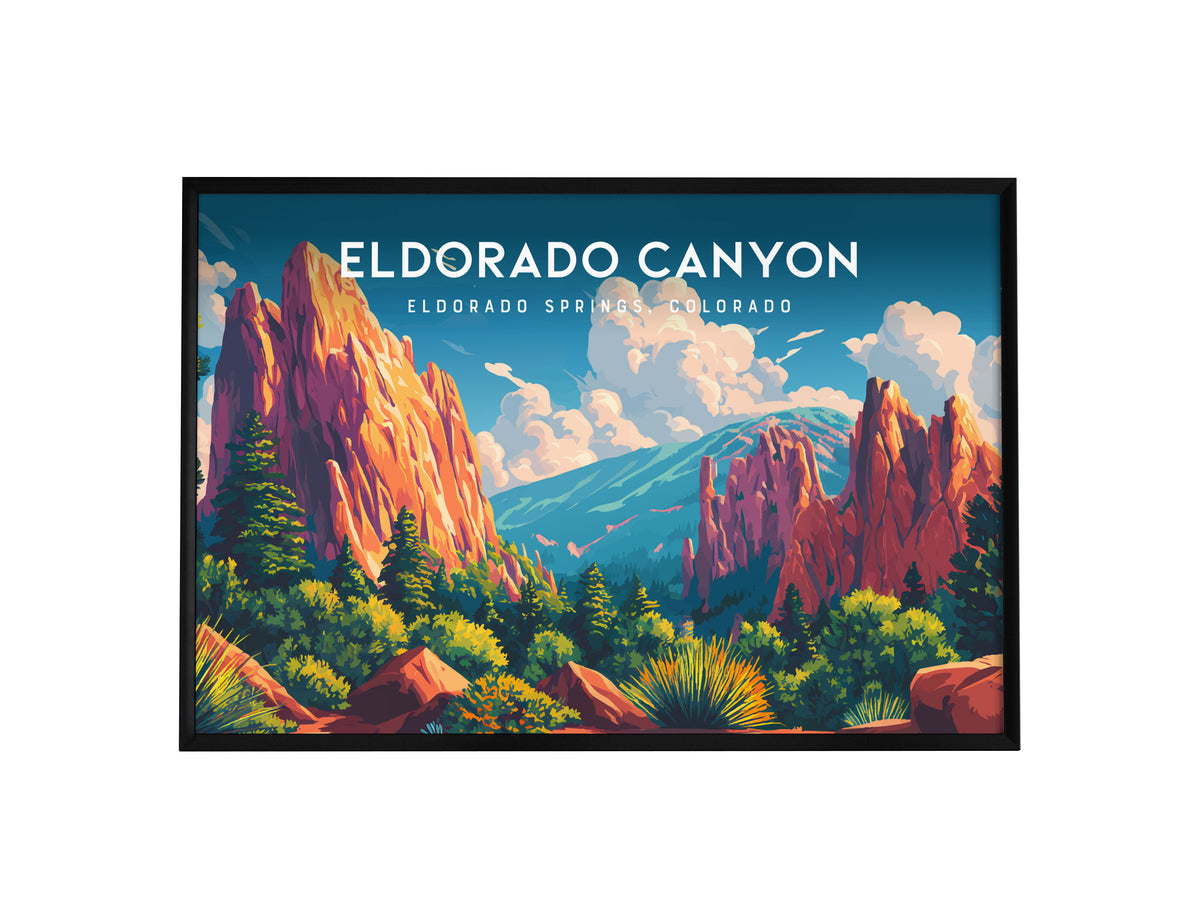 Eldorado Canyon Landscape Poster | Eldorado Springs, Colorado Travel Wall Art — framed wall art, 24x36 in