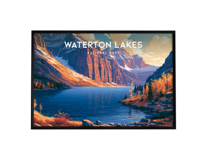 Waterton Lakes Landscape Poster | National Park Vacation Wall Art — framed wall art, 24x36 in