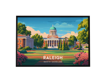 Raleigh Landscape Poster | North Carolina Oak City Framed or Unframed Wall Art — framed wall art, 24x36 in