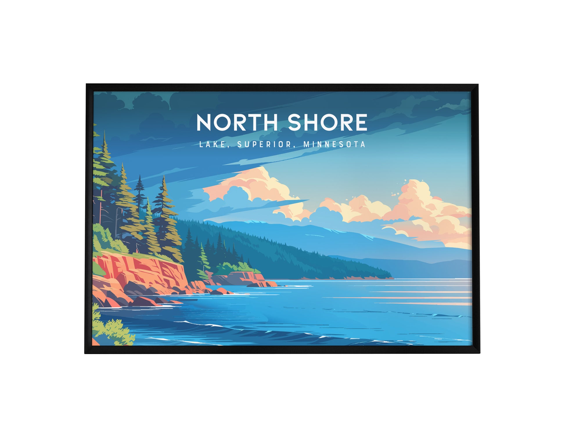 North Shore, Lake Superior, Minnesota Landscape Poster | Lake, Superior, Minnesota | Destination Print & Coastal Beach Decor