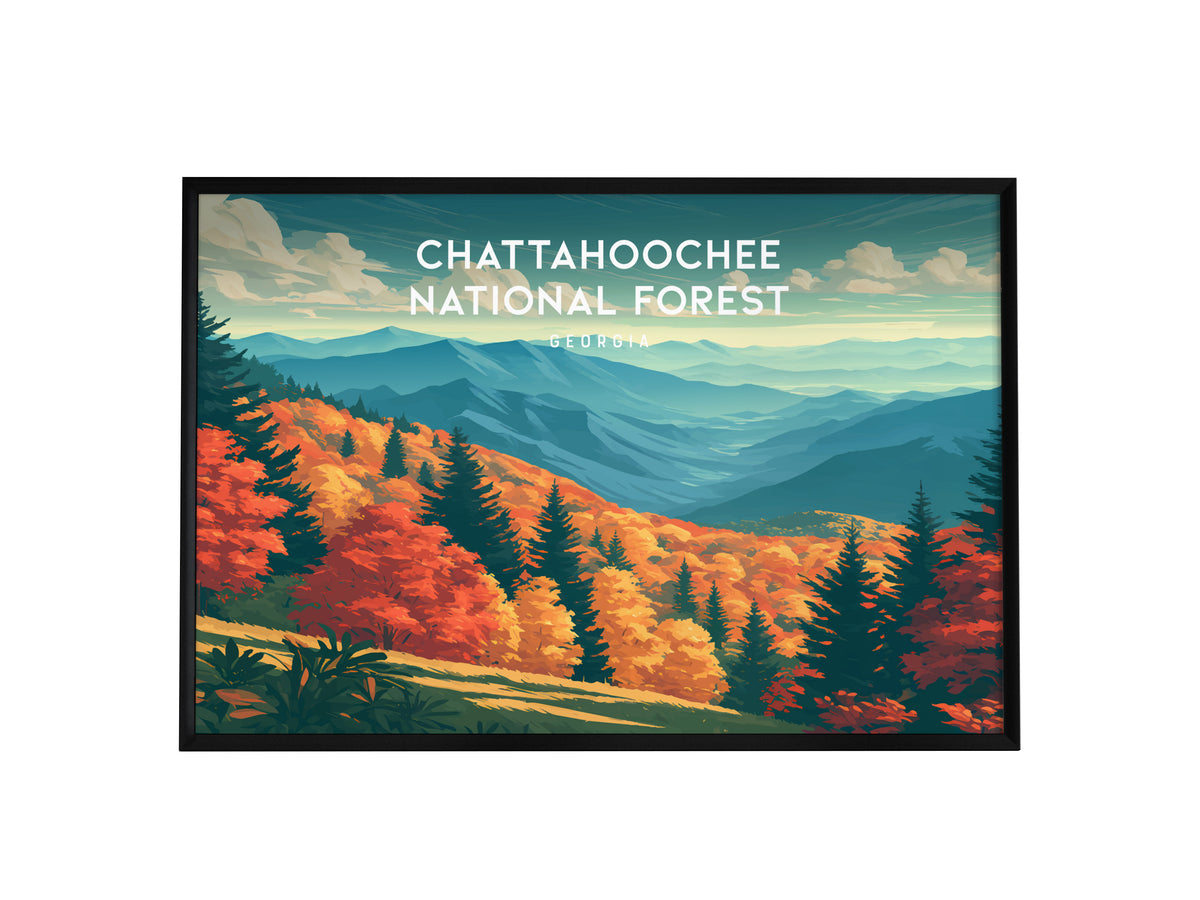 Chattahoochee National Forest Landscape, Georgia Poster | Appalachian Trail Vacation Wall Art — framed wall art, 24x36 in