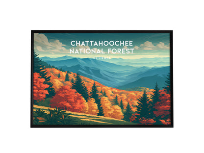 Chattahoochee National Forest Landscape, Georgia Poster | Appalachian Trail Vacation Wall Art — framed wall art, 24x36 in