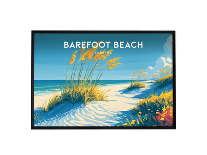 Barefoot Beach, Florida Poster | Tropical Shoreline Landscape Coastal Decor Wall Art — framed wall art, 24x36 in