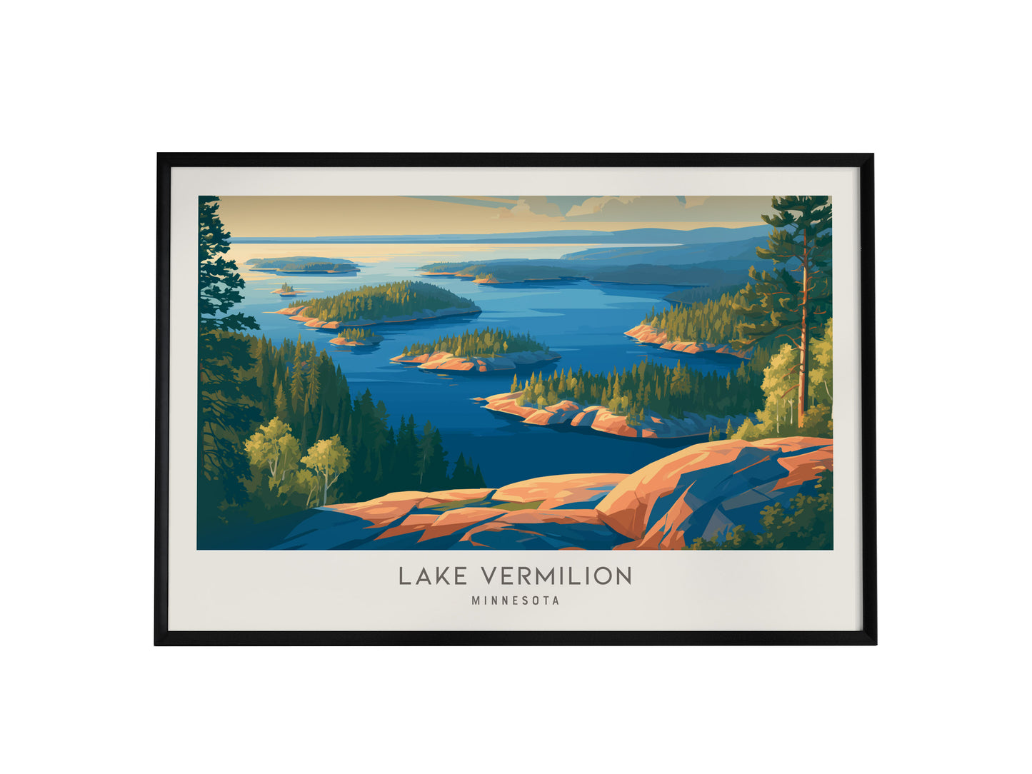 Lake Vermilion Landscape Matte Border Poster | Travel Wall Art — framed wall art, 24x36 in