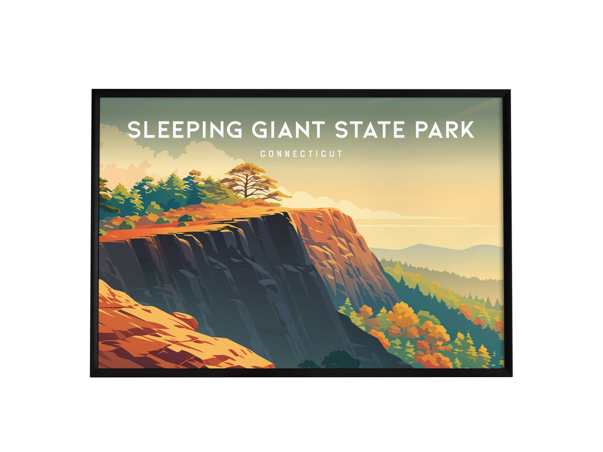 Sleeping Giant State Park Landscape Poster | Connecticut Hiking Vacation Wall Art — framed wall art, 24x36 in