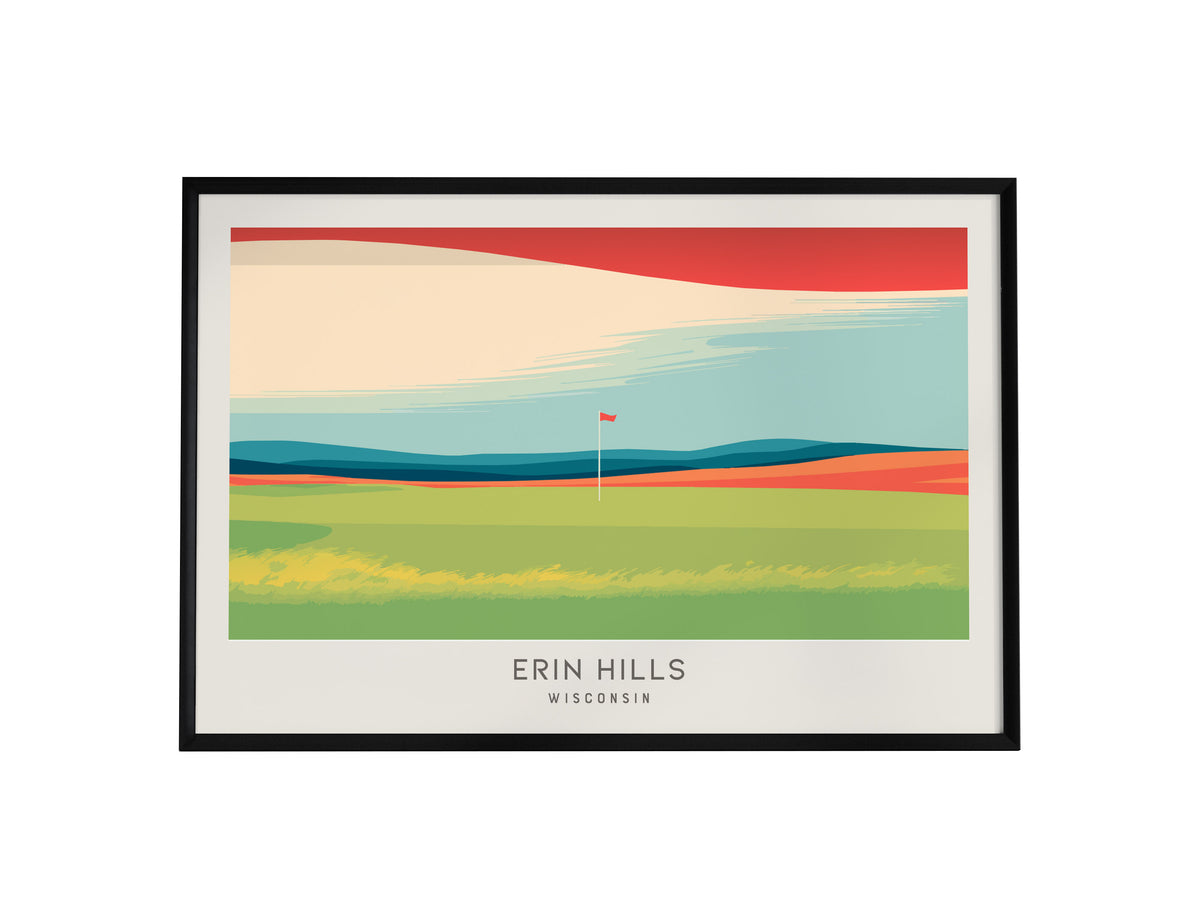 Erin Hills Landscape Matte Golf Wall Art | Wisconsin Links Poster — framed wall art, 24x36 in