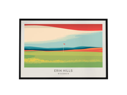 Erin Hills Landscape Matte Golf Wall Art | Wisconsin Links Poster — framed wall art, 24x36 in