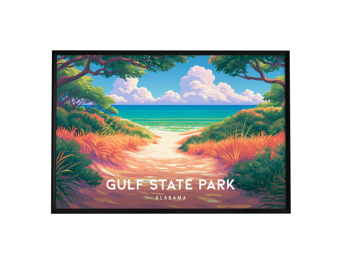 Gulf State Park Landscape Poster | Alabama Framed or Unframed Travel Gift Wall Art — framed wall art, 24x36 in