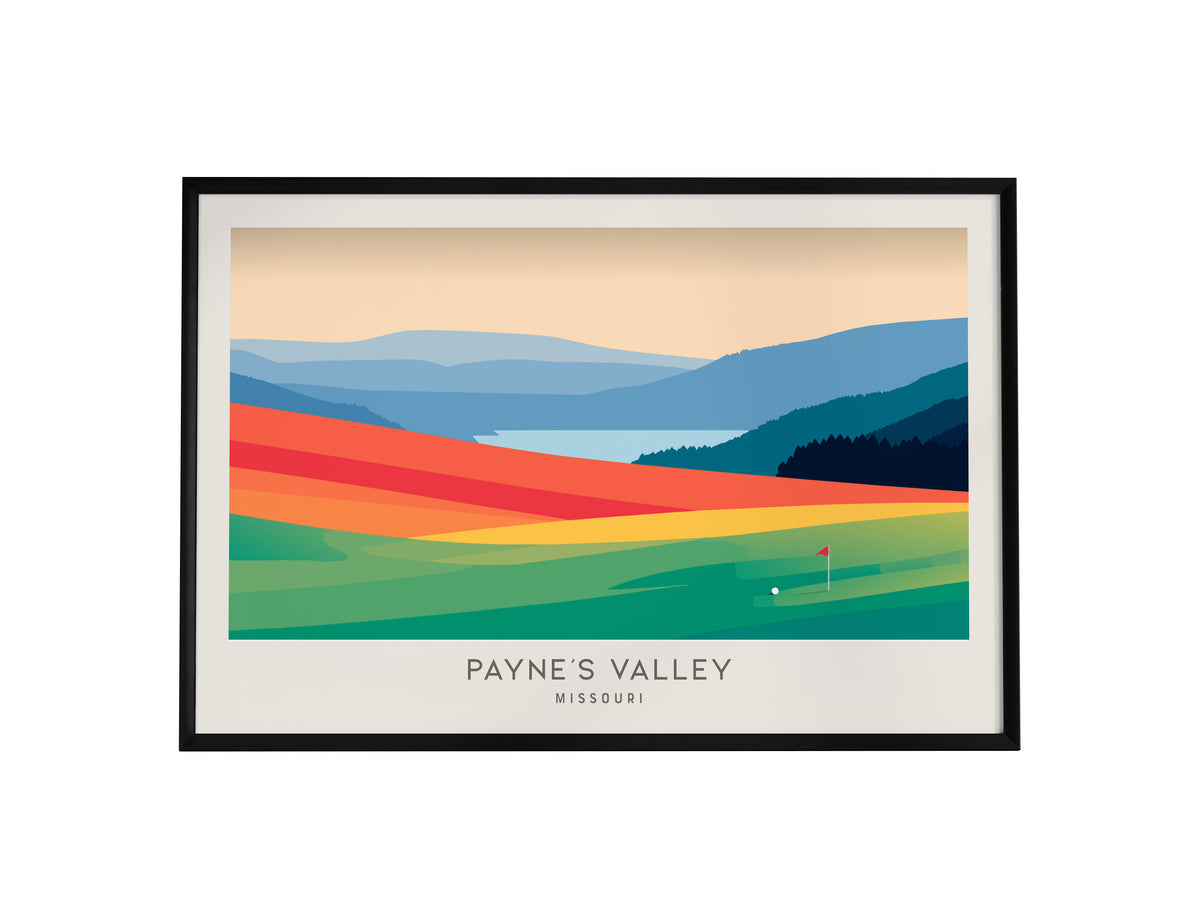 Payne's Valley Landscape Matte Border Poster | Missouri Golf Wall Art & Framed or Unframed — framed wall art, 24x36 in