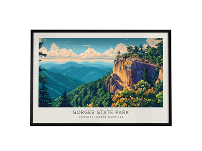 Gorges State Park Landscape Matte Border Poster | Sapphire, North Carolina Vacation Wall Art — framed wall art, 24x36 in
