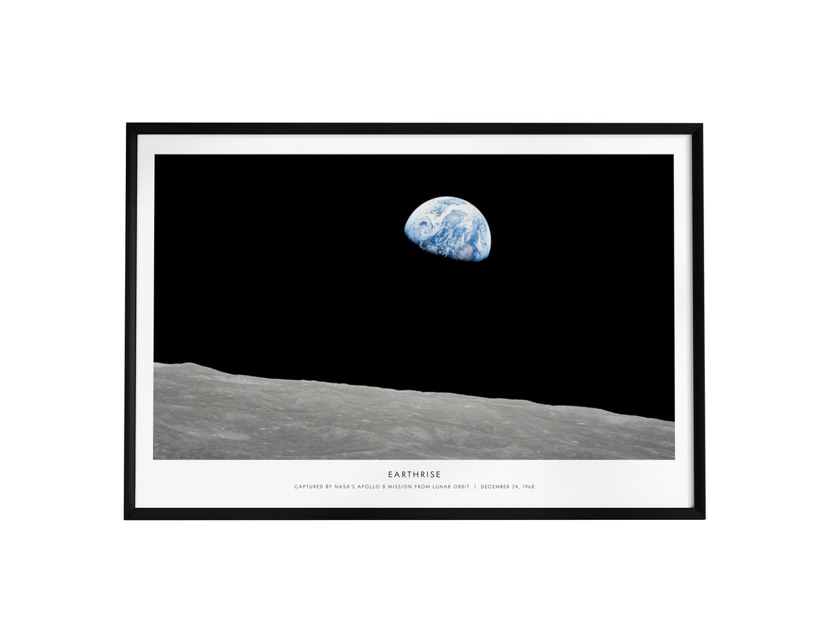 Earthrise Landscape Poster | NASA Apollo 8 Mission Astronomy Print Space Photography Wall Art — framed wall art, 24x36 in