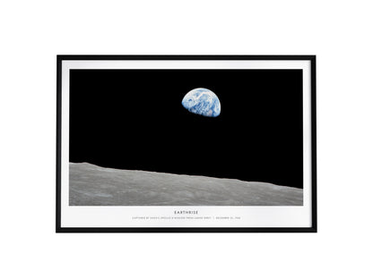 Earthrise Landscape Poster | NASA Apollo 8 Mission Astronomy Print Space Photography Wall Art — framed wall art, 24x36 in