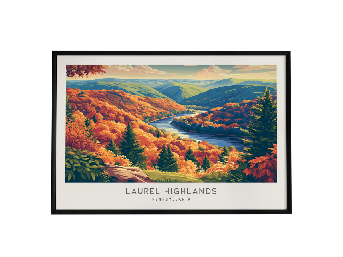 Laurel Highlands Landscape Matte Border Poster | Pennsylvania Vacation Wall Art — framed wall art, 24x36 in