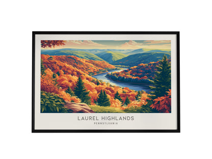 Laurel Highlands Landscape Matte Border Poster | Pennsylvania Vacation Wall Art — framed wall art, 24x36 in