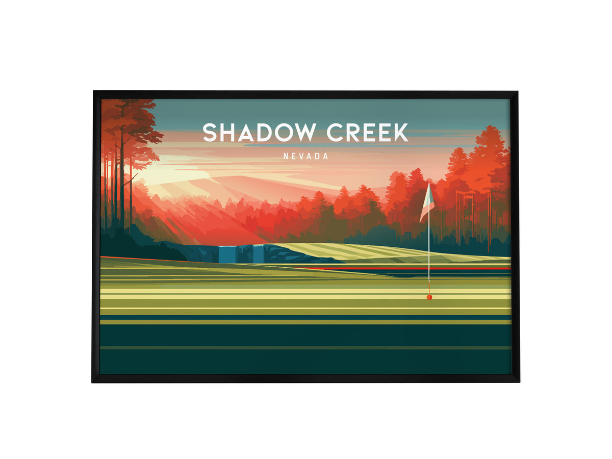 Shadow Creek, Nevada Landscape Poster | Links Poster Golfer Gift Wall Art — framed wall art, 24x36 in